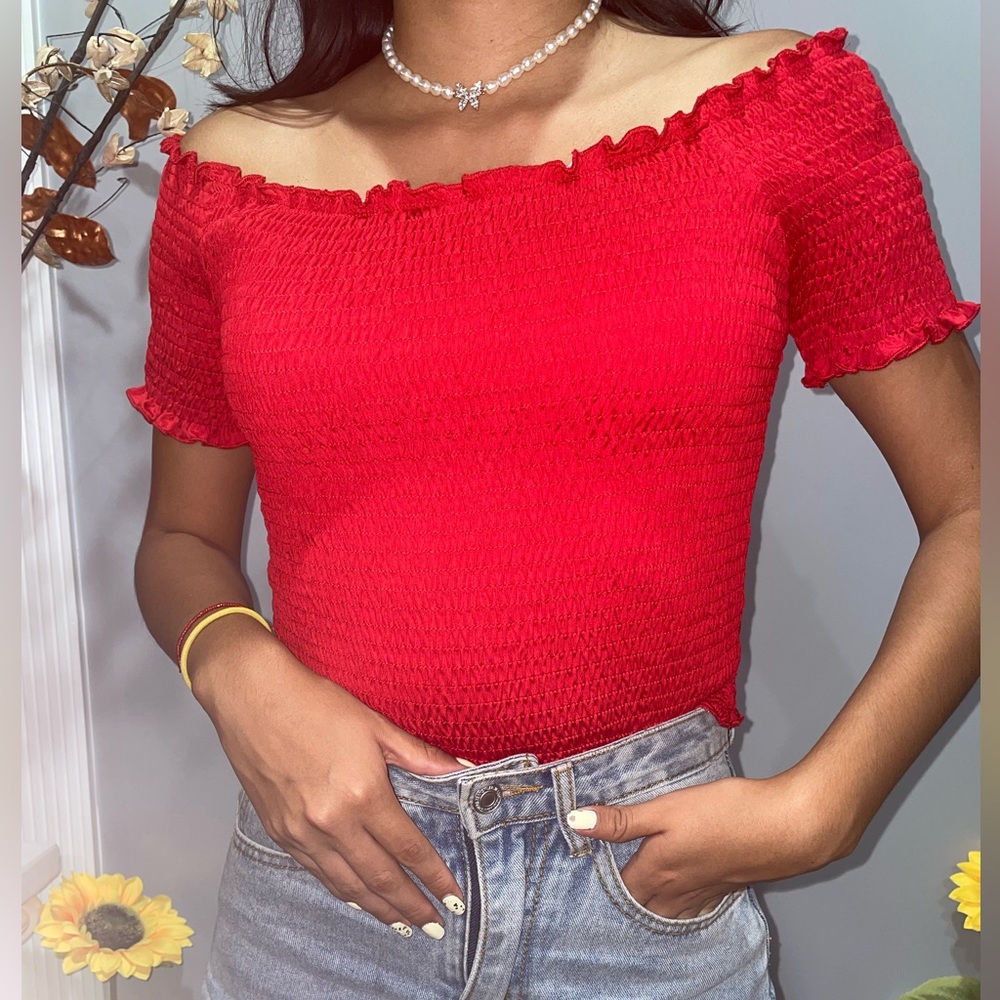 Over the shoulder RED bodysuit!
